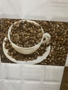 Coffee beans tiles, Coffee cup tiles , Tiles Royalty Free Stock Photo