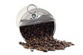 Coffee beans in tin can isolated Royalty Free Stock Photo