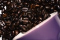 Coffee And Beans together with shot of liquid coffee, Royalty Free Stock Photo