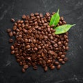 Coffee beans. Top view. Free space for Royalty Free Stock Photo