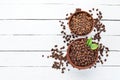 Coffee beans. Top view. Free space for Royalty Free Stock Photo