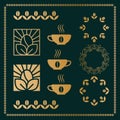 Coffee and beans vector icons collection. Big set of eco natural coffee ellements.