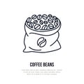 Coffee beans vector line icon. Barista equipment linear logo. Outline symbol for cafe, bar, shop Royalty Free Stock Photo