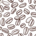 Coffee beans vector seamless pattern in vintage style.
