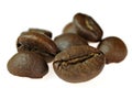 Close up of fresh coffee beans on white background Royalty Free Stock Photo