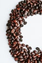 Coffee beans on white background with copy space