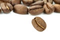 Coffee beans on white background. Macro image Royalty Free Stock Photo