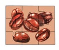 Puzzle. Coffee beans. Watercolor 5