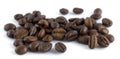 Coffee beans on a white background. Whole roasted arabica grains. Royalty Free Stock Photo
