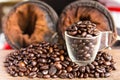 Coffee beans wood filter Royalty Free Stock Photo