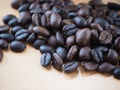 coffee beans on wood table background