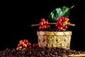 Coffee beans. On a wooden background rotation Royalty Free Stock Photo