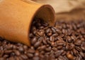 Coffee beans with wooden scoop