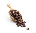 Coffee beans on wooden scoop