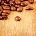 Coffee Beans On Wooden Table Royalty Free Stock Photo