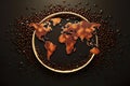 coffee beans world map illustration represents international day of coffee