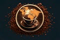 coffee beans world map illustration represents international day of coffee