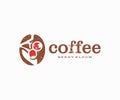 Coffee berry plant logo design. Coffee plantation, harvesting robusta and arabica vector design