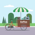 Coffee bicycle cart in the Park