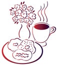 Coffee, biscuit and flower Royalty Free Stock Photo