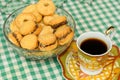Coffee and biscuits filled with guava paste Royalty Free Stock Photo
