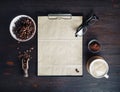 Coffee and blank menu Royalty Free Stock Photo