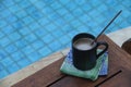 Coffee by the Blue Pool Royalty Free Stock Photo