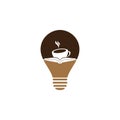 Coffee book bulb shape concept vector logo design.