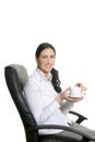 Coffee breack woman office sit chair Royalty Free Stock Photo