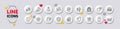 Coffee break, Add products and Inspect line icons. For web app, printing. White buttons 3d icons. Vector