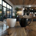 Coffee break camaraderie, mug clink, eyelevel, relaxed ambiance , 3D render