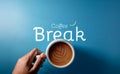 Coffee break concept in work, meeting and life, top view of hand Royalty Free Stock Photo