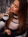 Coffee break - a dreamy pause. Royalty Free Stock Photo