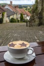 Coffee Break at Gold Hill in Shaftesbury in Dorset Royalty Free Stock Photo