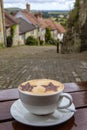 Coffee Break at Gold Hill in Shaftesbury in Dorset Royalty Free Stock Photo