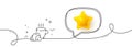 Coffee break line icon. Breakfast hot tea sign. Continuous line with 3d star. Vector