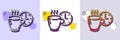 Coffee break line icon. Breakfast hot tea sign. Halftone dotted pattern. Vector