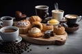 coffee break ritual with pastries and sweets, providing sweet treat after the caffeine boost Royalty Free Stock Photo