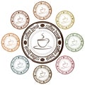 Coffee break set of stamps Royalty Free Stock Photo