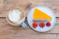 Coffee break with soft orange cake Royalty Free Stock Photo