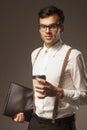 Coffee Break. Sucessful businessman enjoying in a cup of coffee Royalty Free Stock Photo