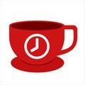 Coffee break waiting icon illustration cup glass and clock take a break countdown quick time concept Royalty Free Stock Photo