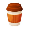 Coffee Brewed Drink Poured in Cup with Holder Vector Illustration