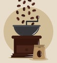 Coffee brewing, grinder roaster grains and sack product