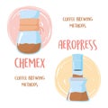 Coffee brewing methods, chemex and aeropress processs