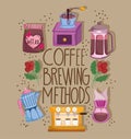 Coffee brewing methods, equipment process hot beverage