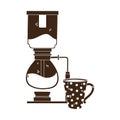 Coffee brewing methods, syphon and coffee cup isolated design silhouette icon style