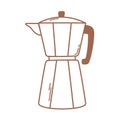 Coffee brewing moka pot icon in brown line