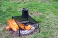 Coffee Brewing Over an Open Camp Fire