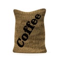 Coffee in burlap sack 3d rendering